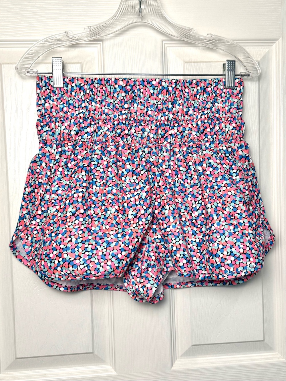 Smocked Waist Athletic Shorts in Colorful Dot Print